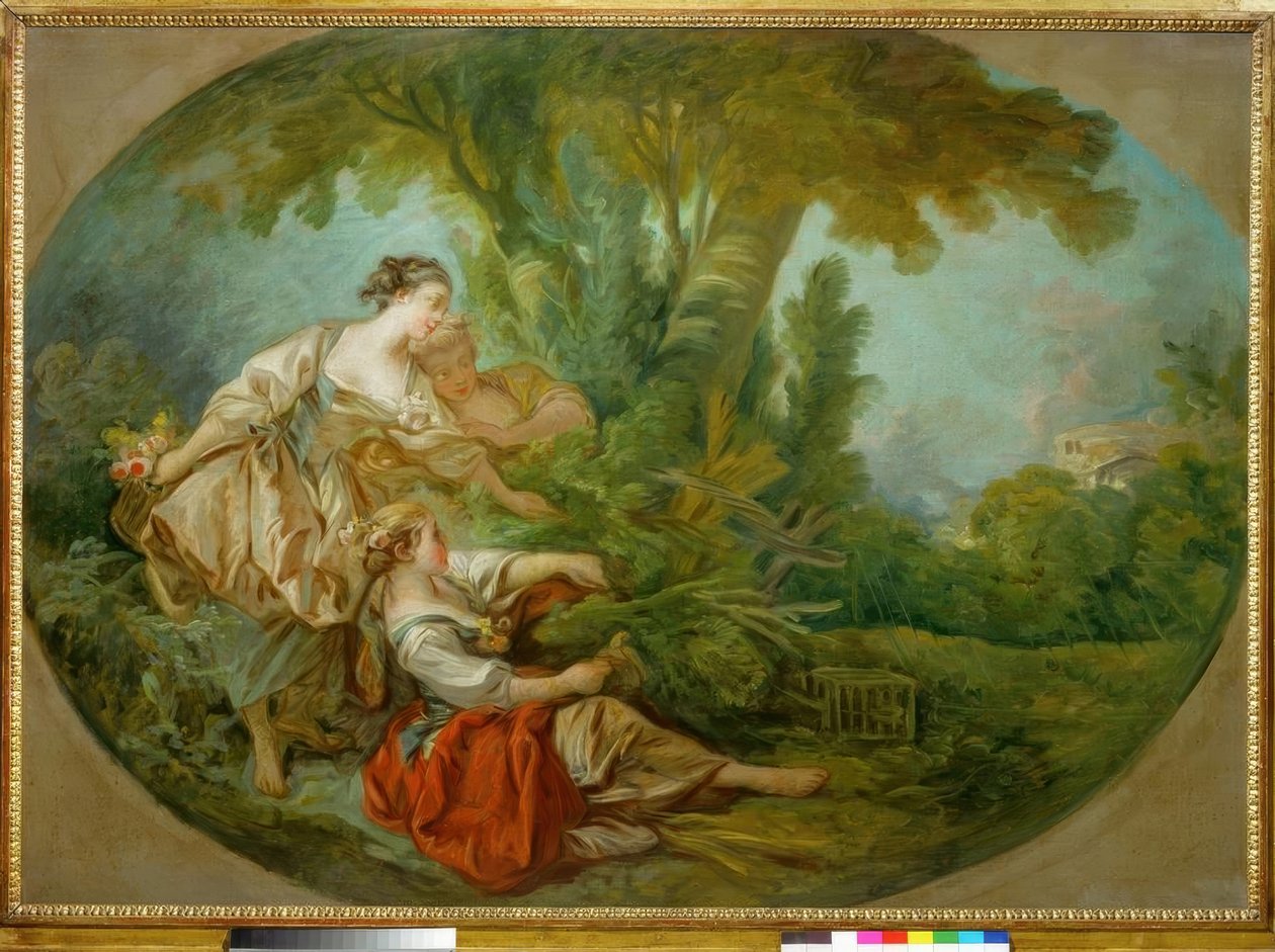 De vogel gevangen in de netten door François Boucher