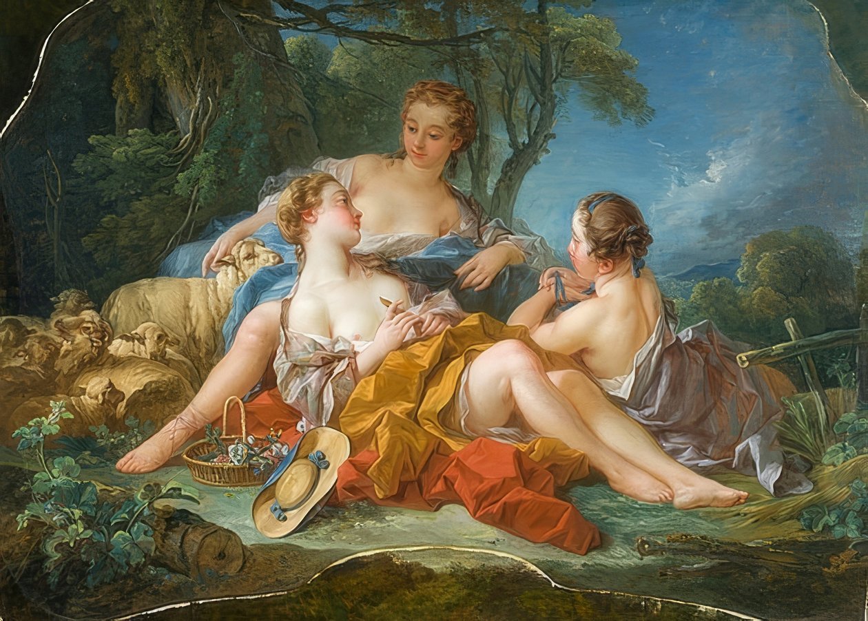 Les Confidences Pastorales. Circa 1745 door François Boucher