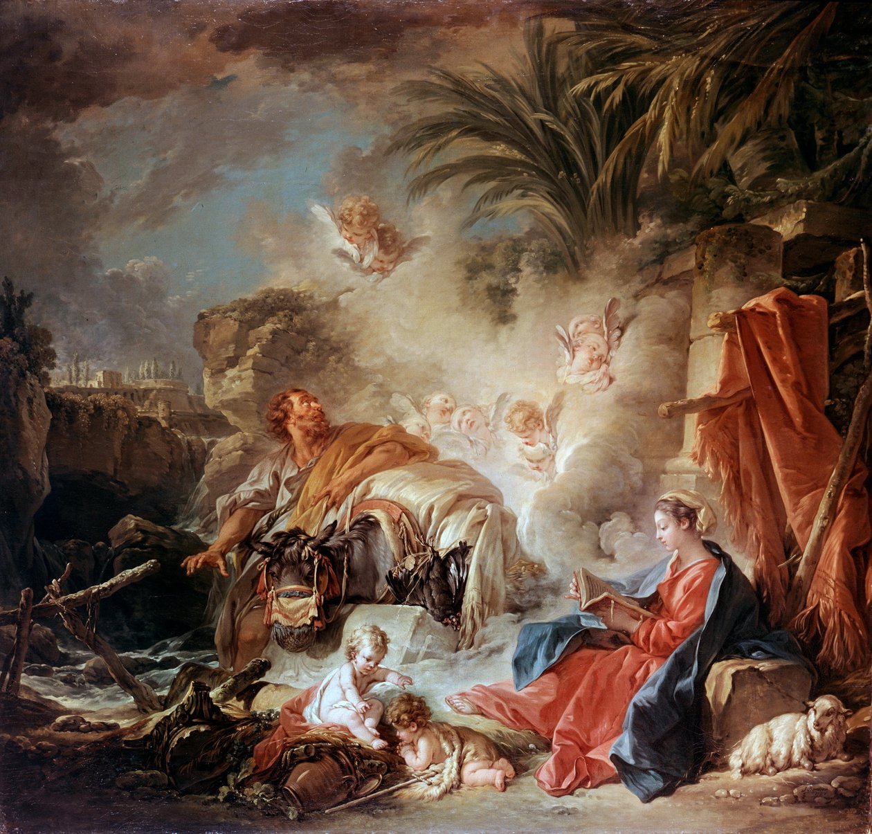 Rust tijdens de vlucht naar Egypte, 1757 door François Boucher