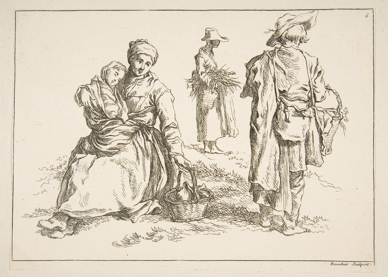 Blad met Schetsen, 1753 door François Boucher