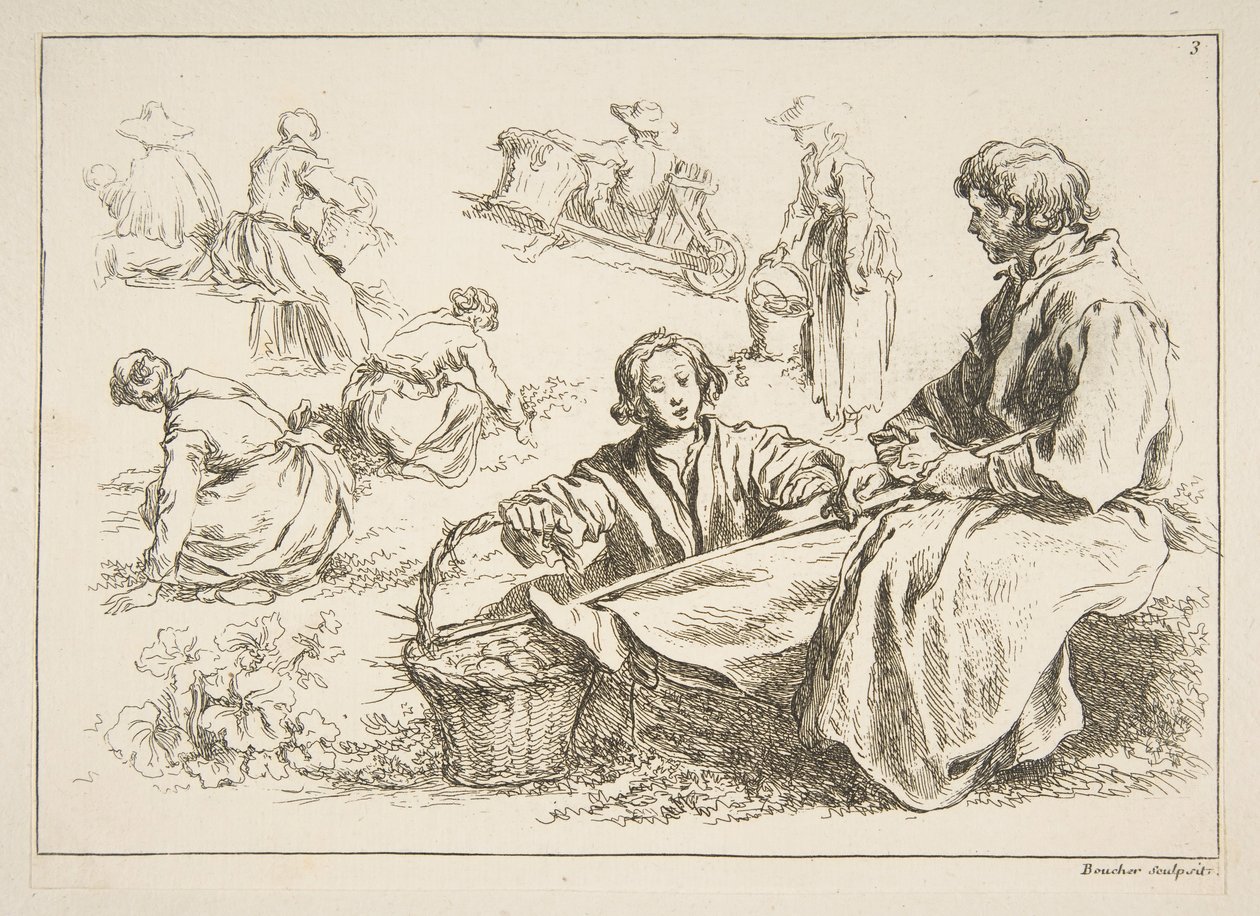 Blad met Schetsen door François Boucher