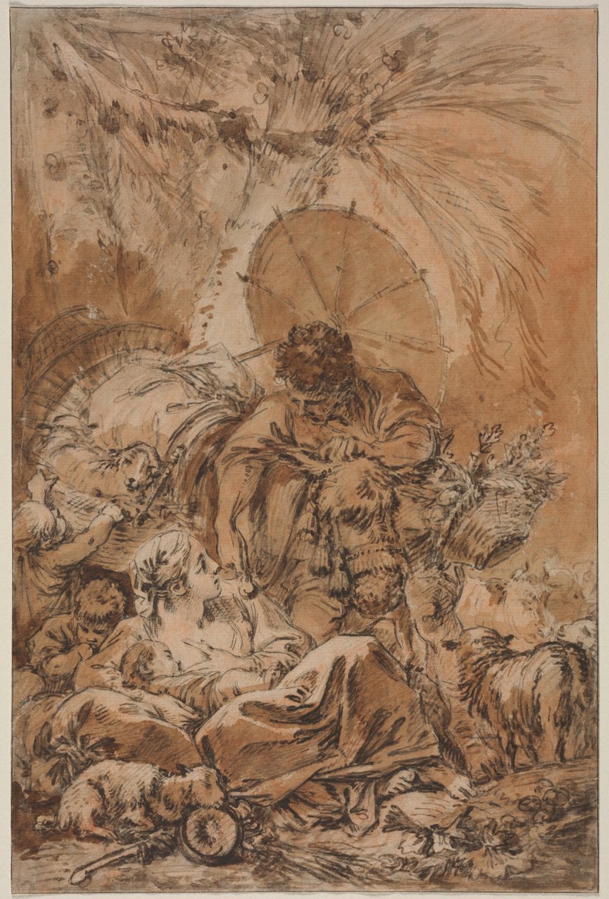 Het vertrek van Jacob, ca. 1755 door François Boucher
