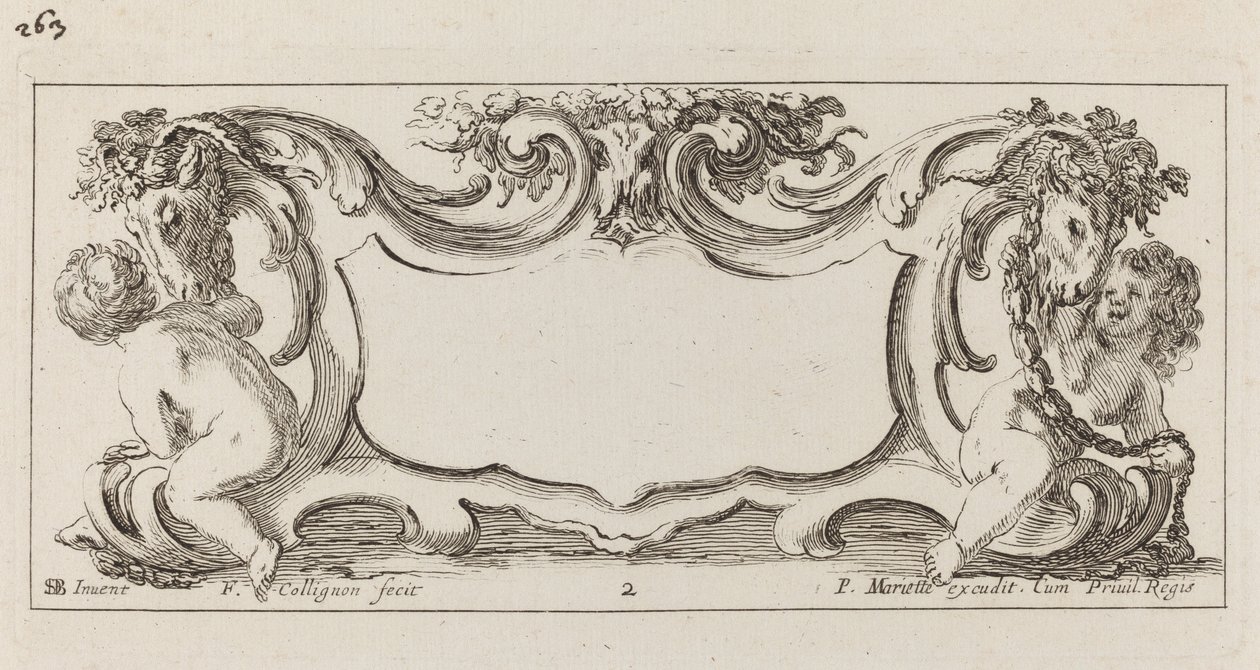 Cartouche door François Collignon after Stefano Della Bella
