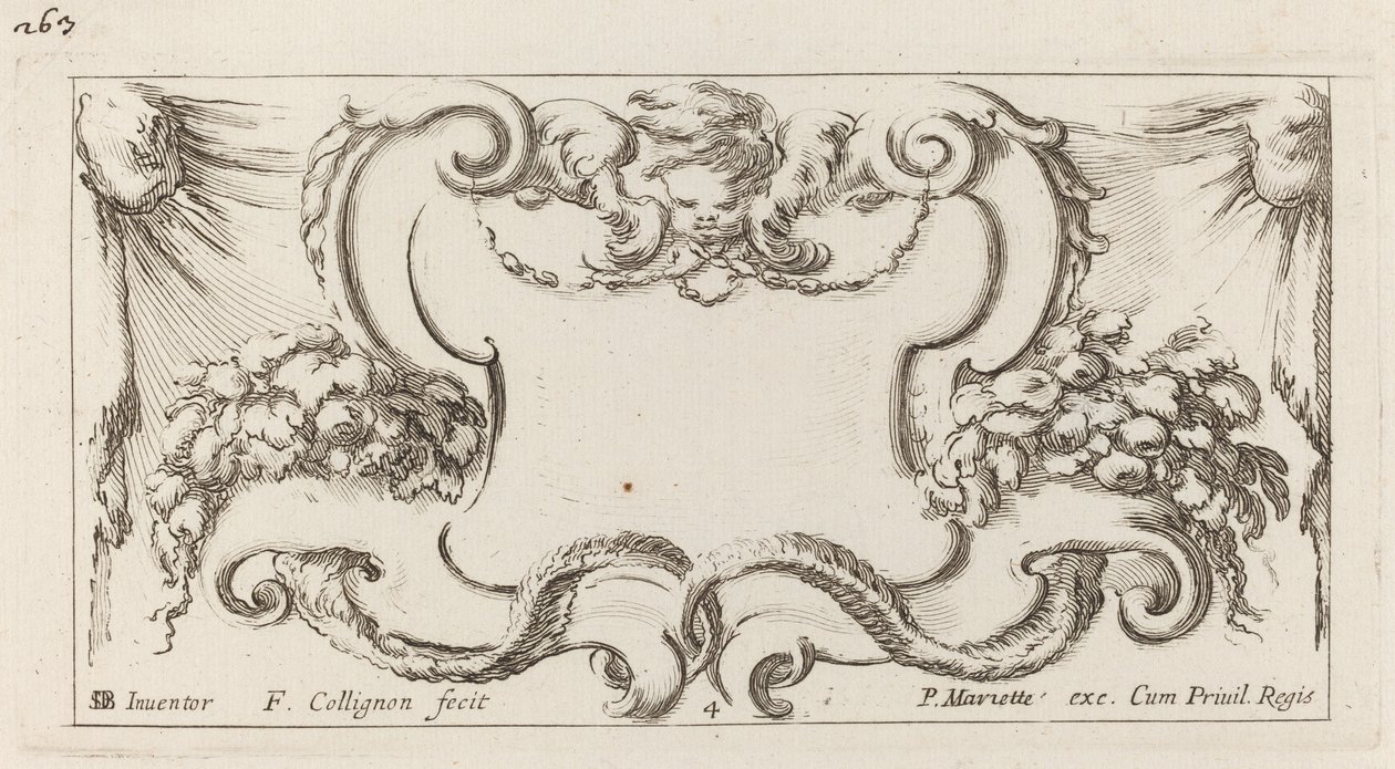 Cartouche door François Collignon after Stefano Della Bella