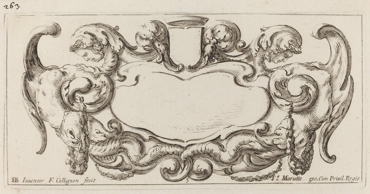 Cartouche door François Collignon after Stefano Della Bella