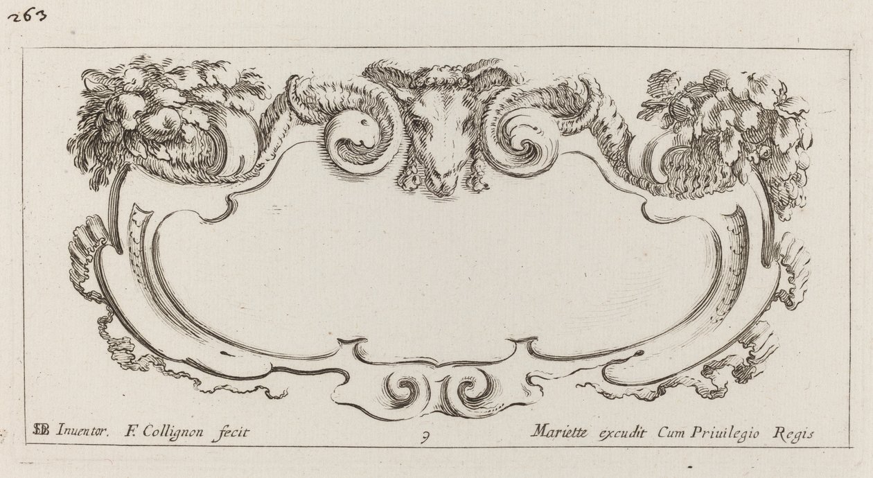 Cartouche door François Collignon after Stefano Della Bella