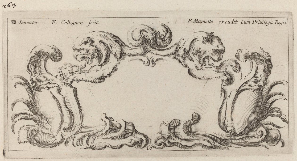 Cartouche door François Collignon after Stefano Della Bella