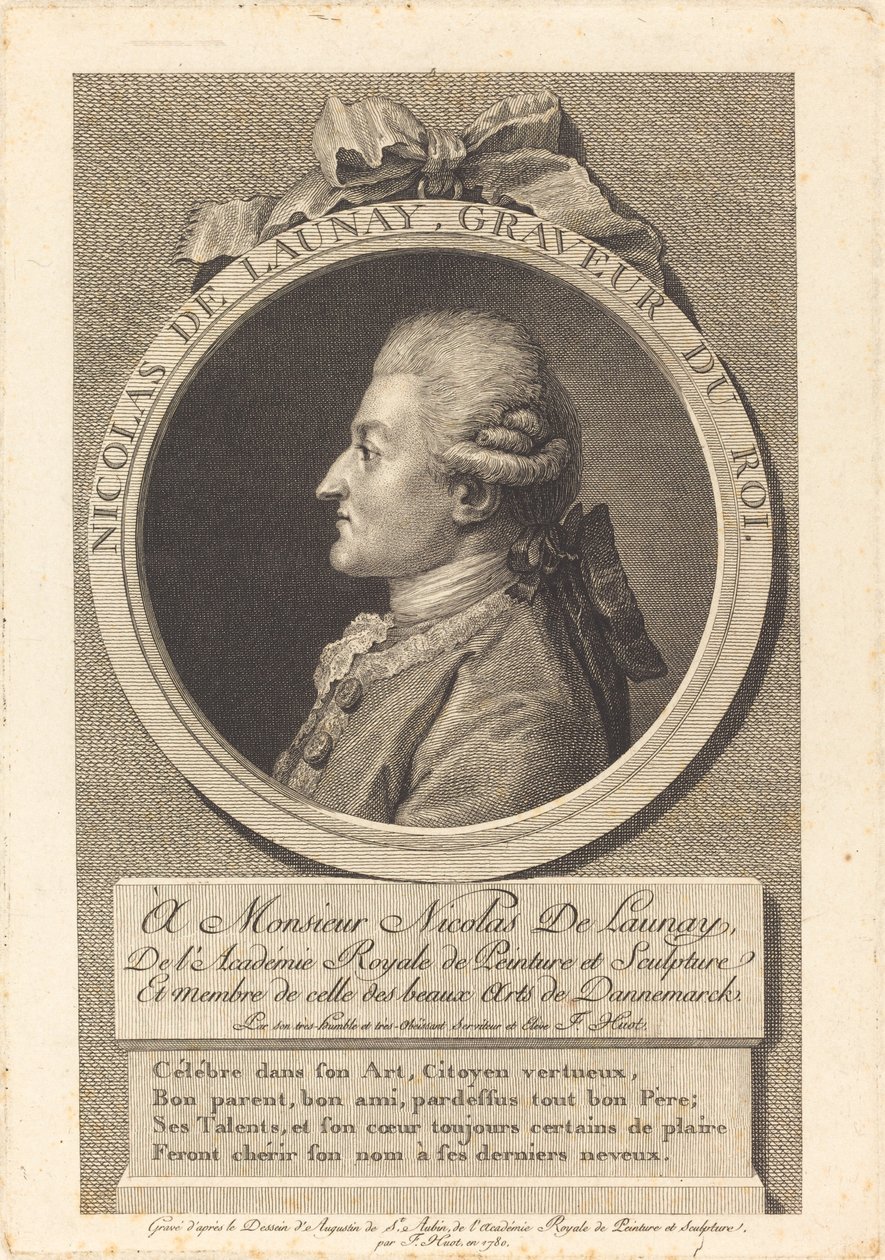 Nicolas Delaunay door François Huot after Augustin de Saint Aubin