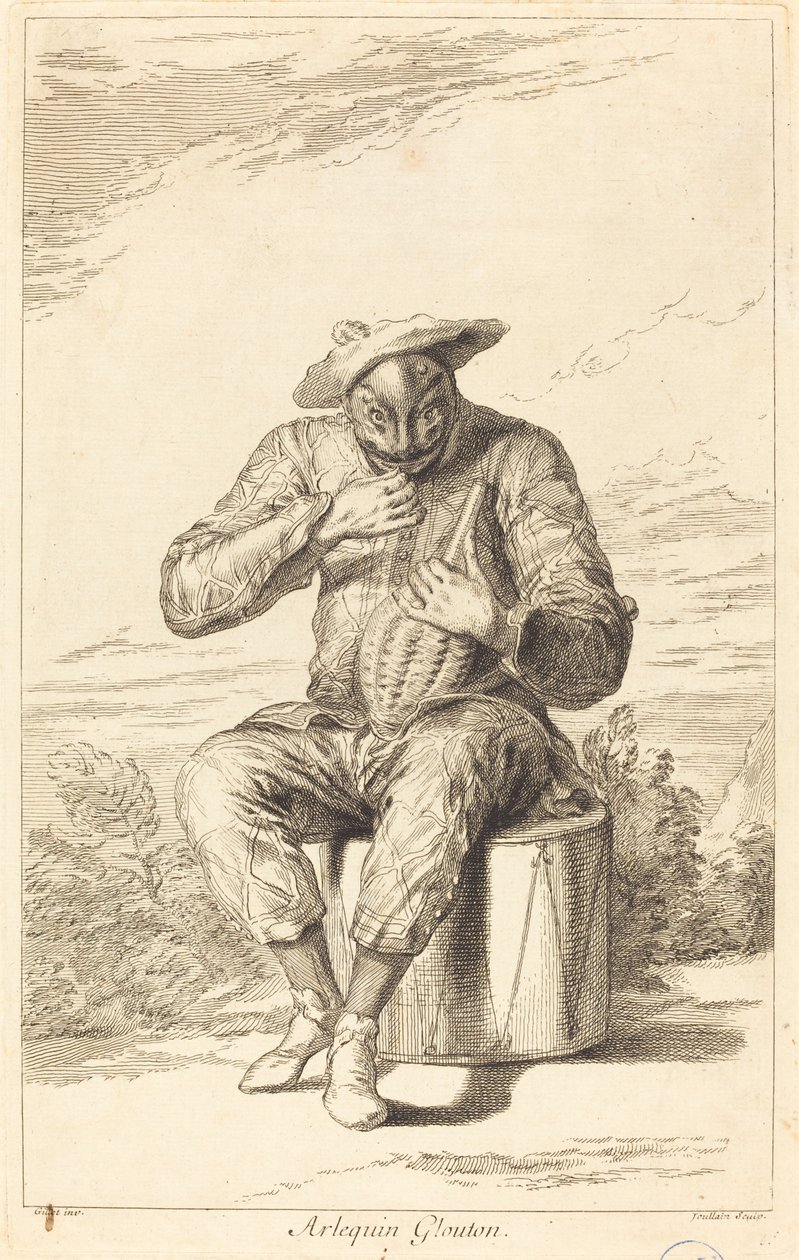 Arlequin Glouton door François Joullain after Claude Gillot