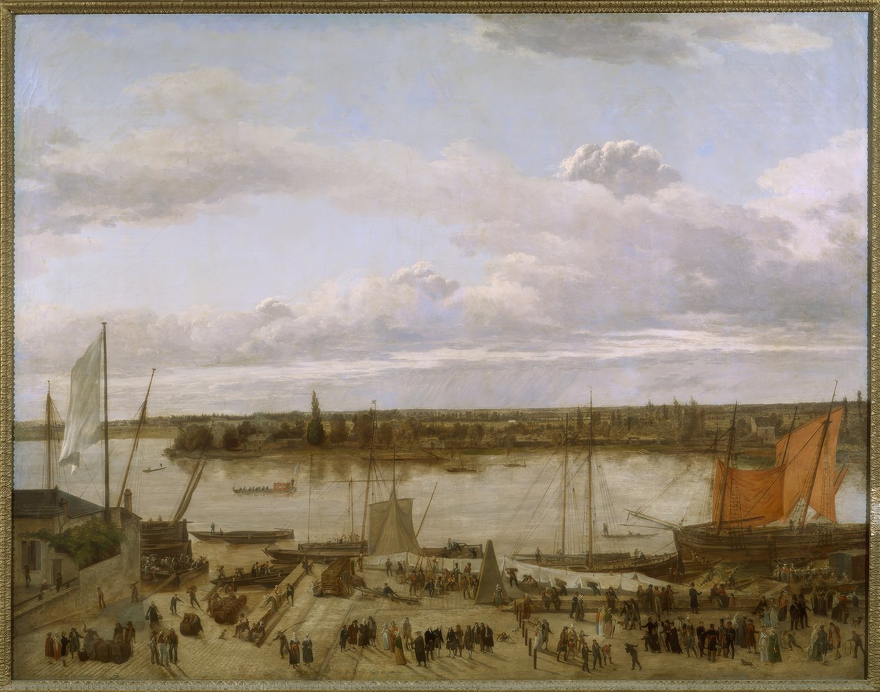 Uitzicht op de haven van Nantes door François Sablet