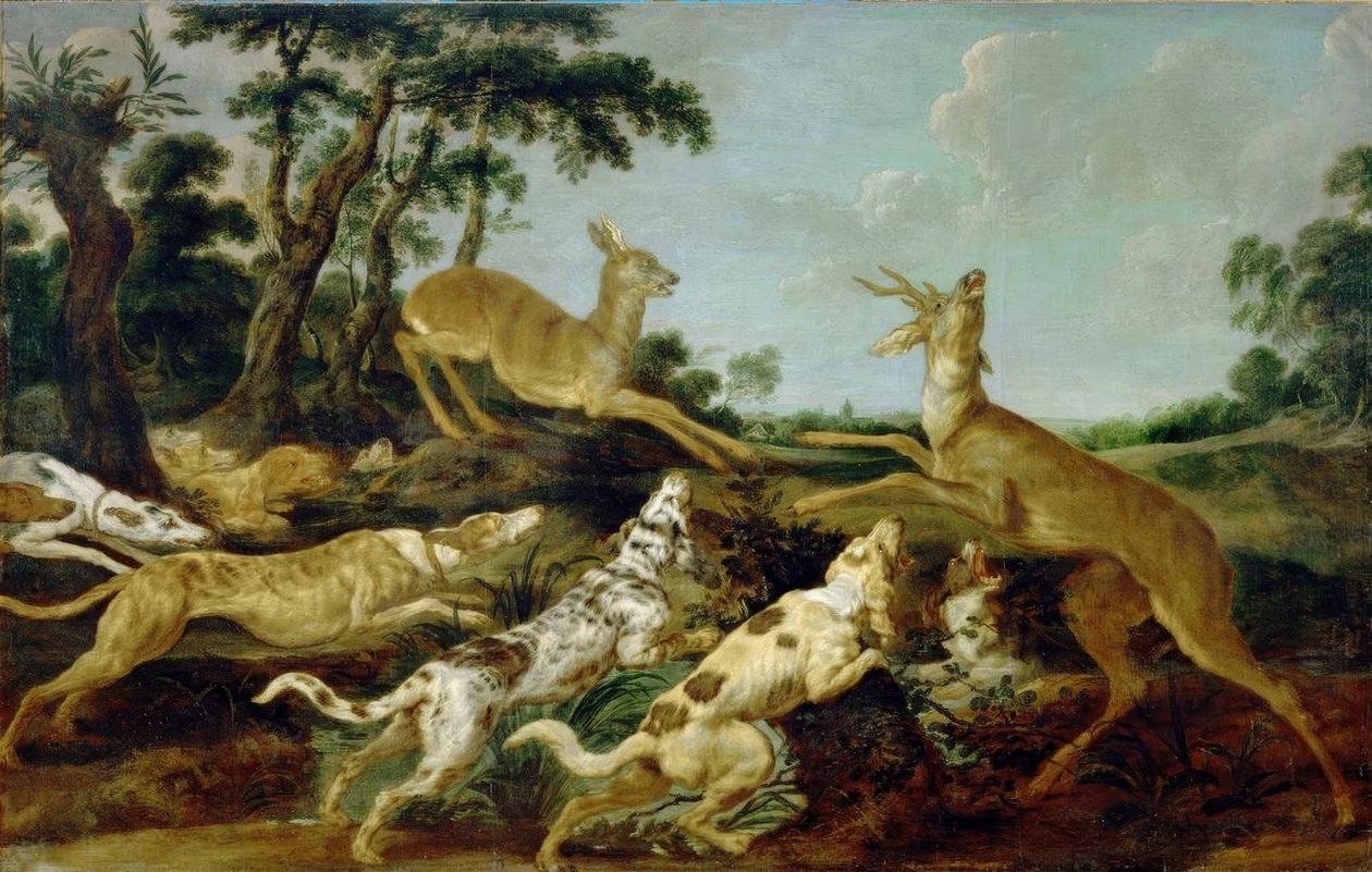 Jachtscène door Frans Snyders or Snijders