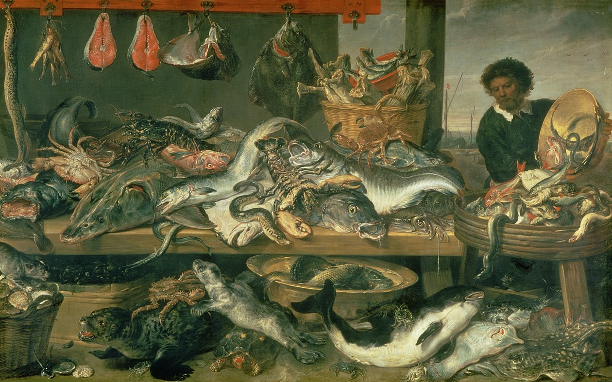 De vismarkt door Frans Snyders or Snijders