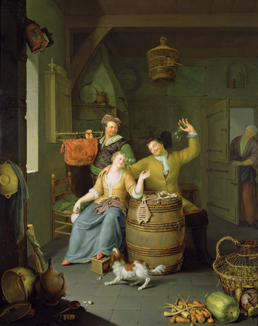 Interieur met een vierend paar door Frans van Mieris