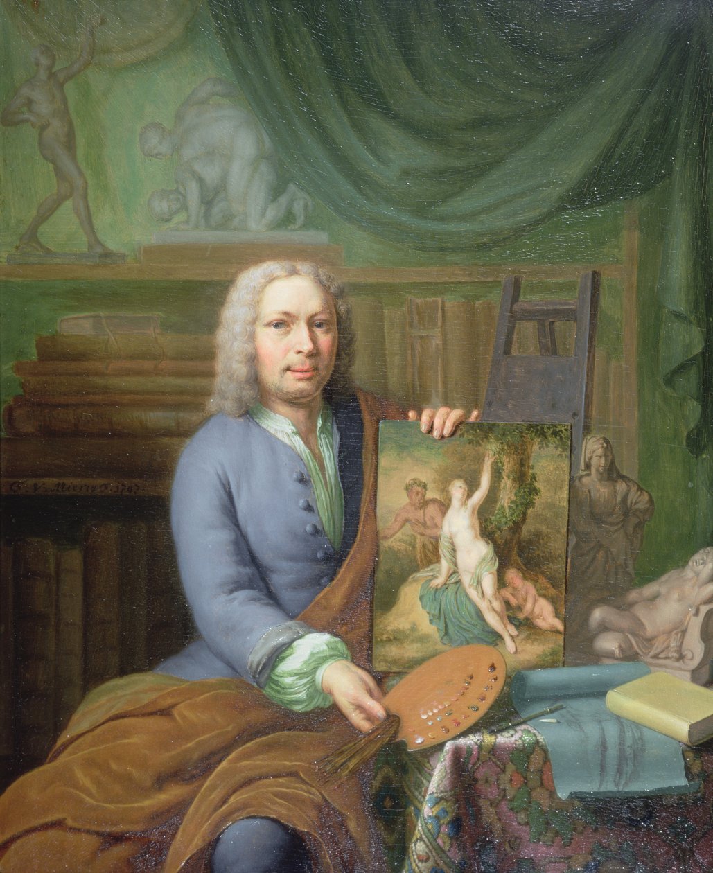 Portret van de Vader van de Kunstenaar, met zijn schilderij 