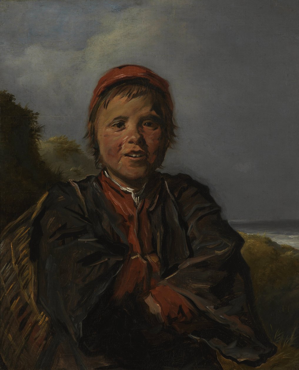 Vissersjongen in een landschap door Frans Hals