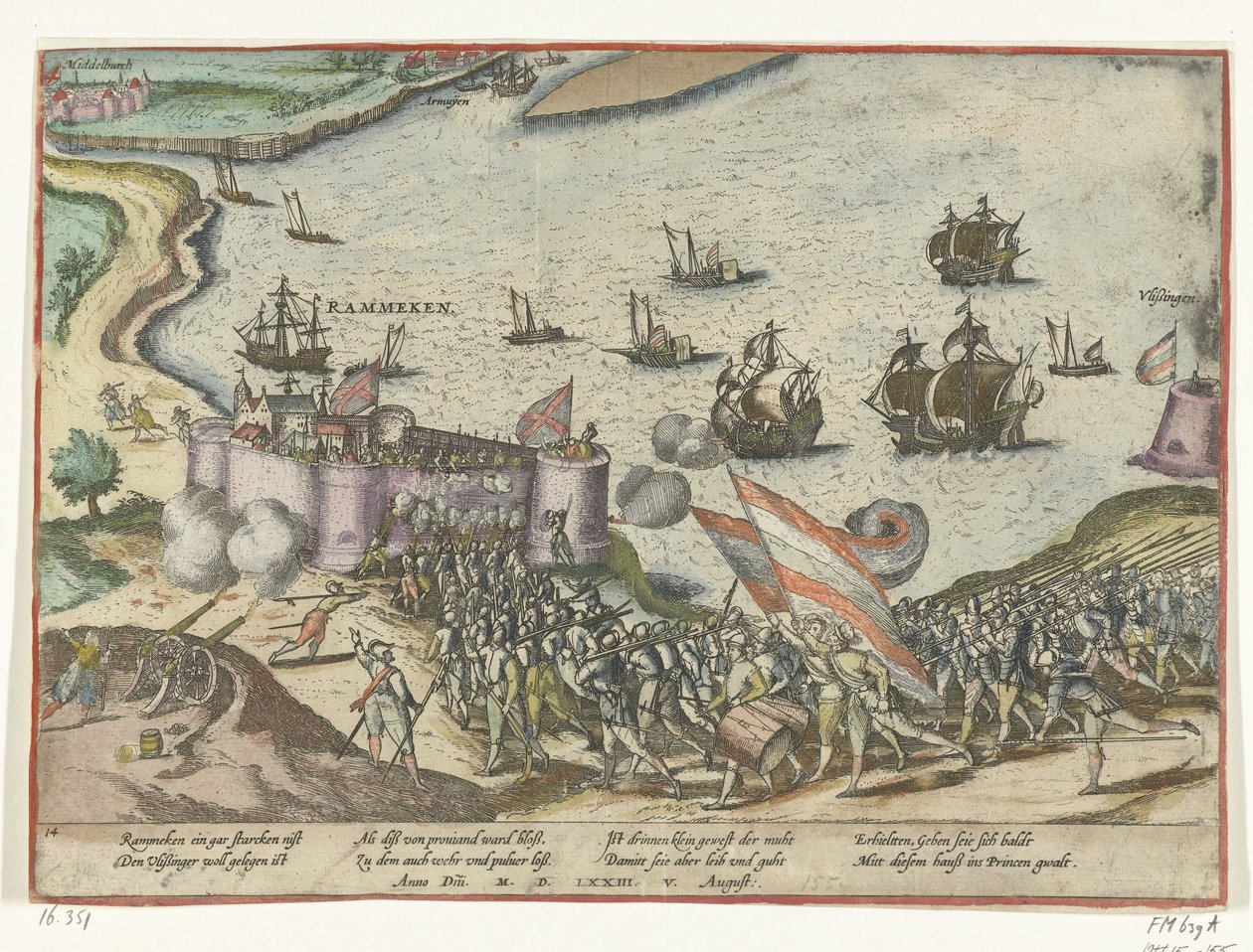 Fort Rammekens ingenomen, 1573 door Frans Hogenberg