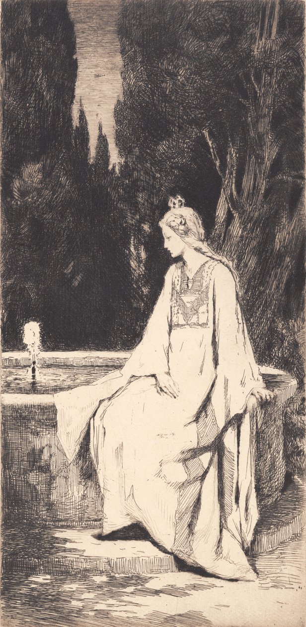 De prinses bij de fontein door Frans Schwartz