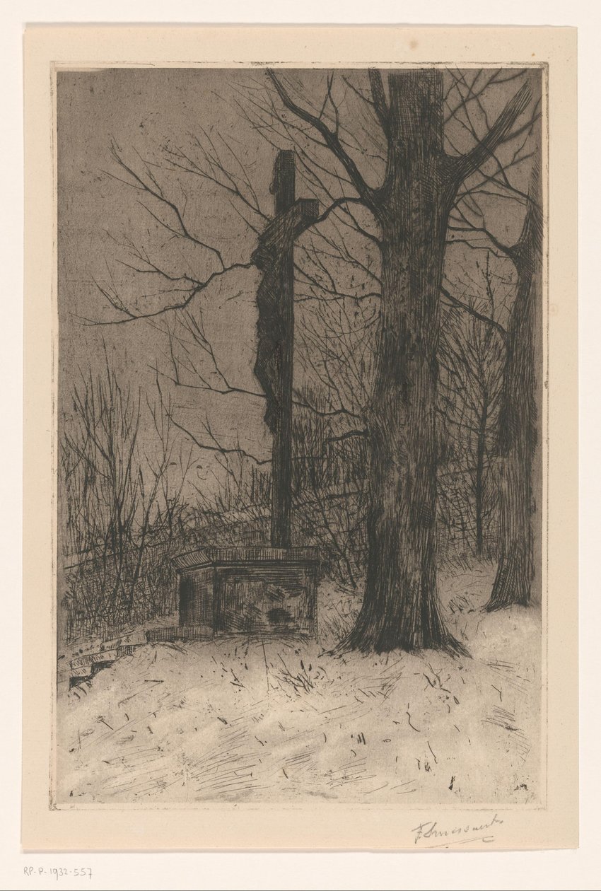 Crucifix naast boom door Frans Smissaert (signed by artist)