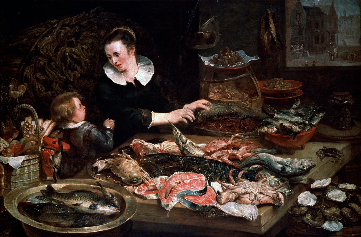 Een viswinkel, ca. 1616-1618 door Frans Snyders or Snijders