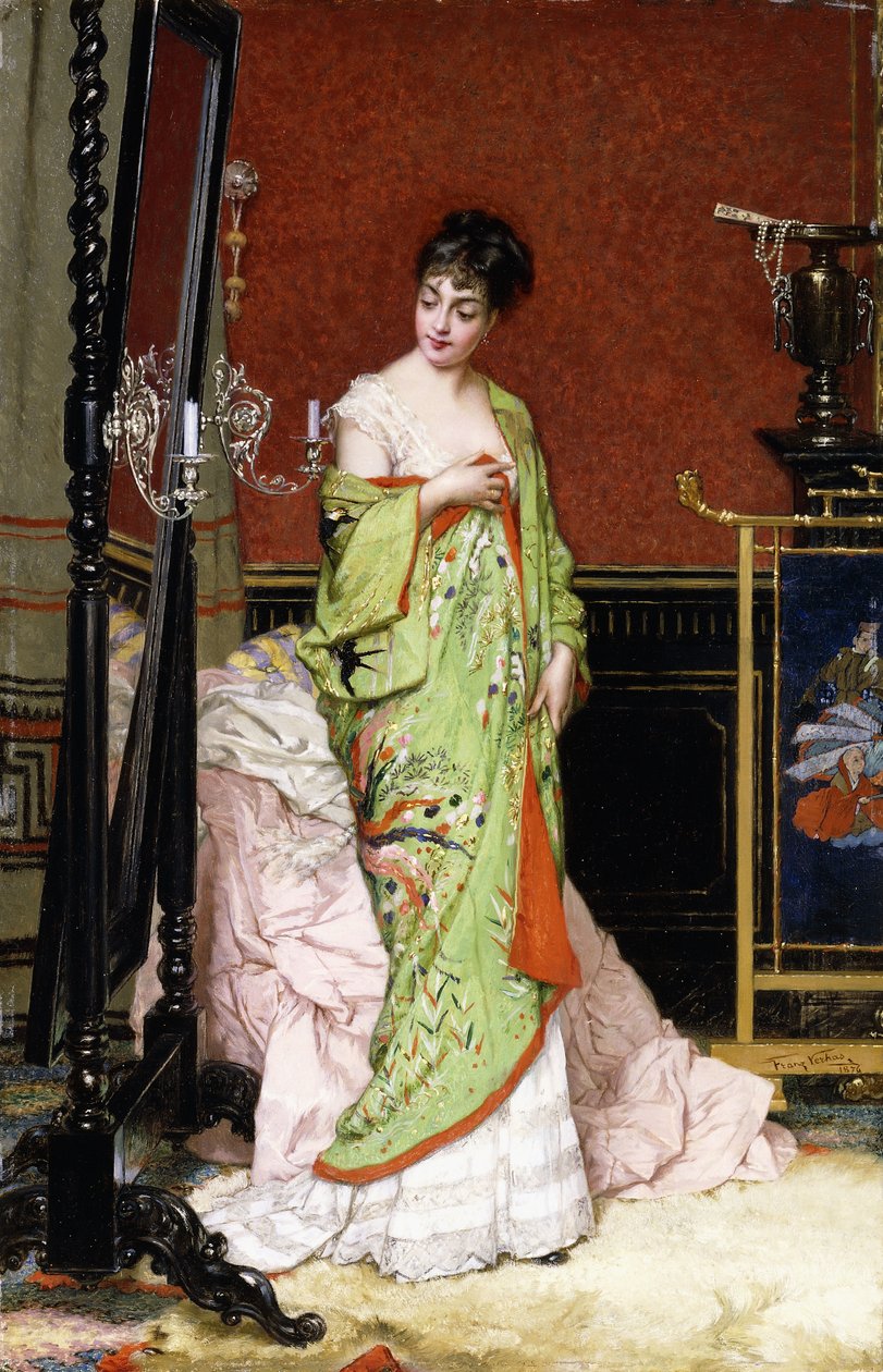De Groene Kimono, 1876 door Frans Verhas