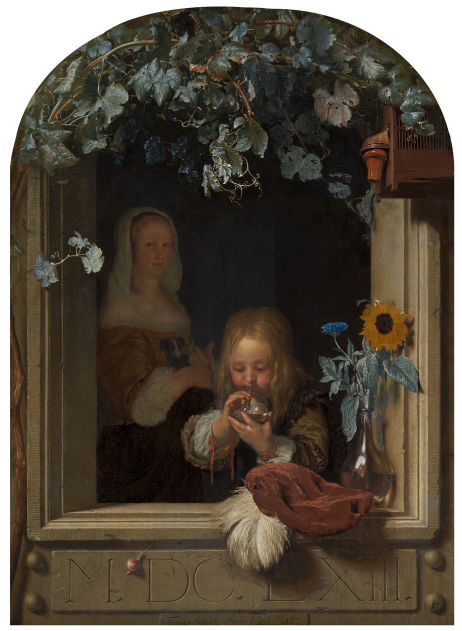 Een Jongen die Bellen Blaast, 1663 door Frans van Mieris