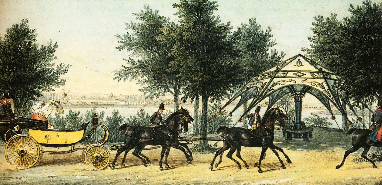De tent in het park Klein-Glienicke, rond 1840, Franz Krüger door Franz Krüger