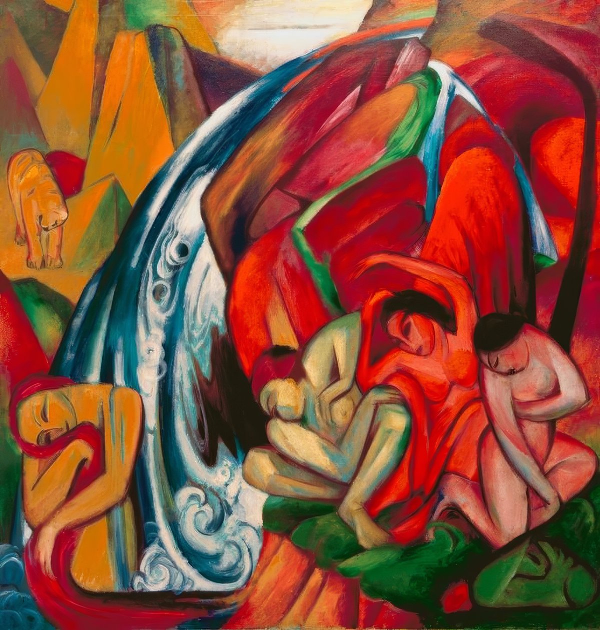 De waterval (vrouwen onder een waterval) door Franz Marc