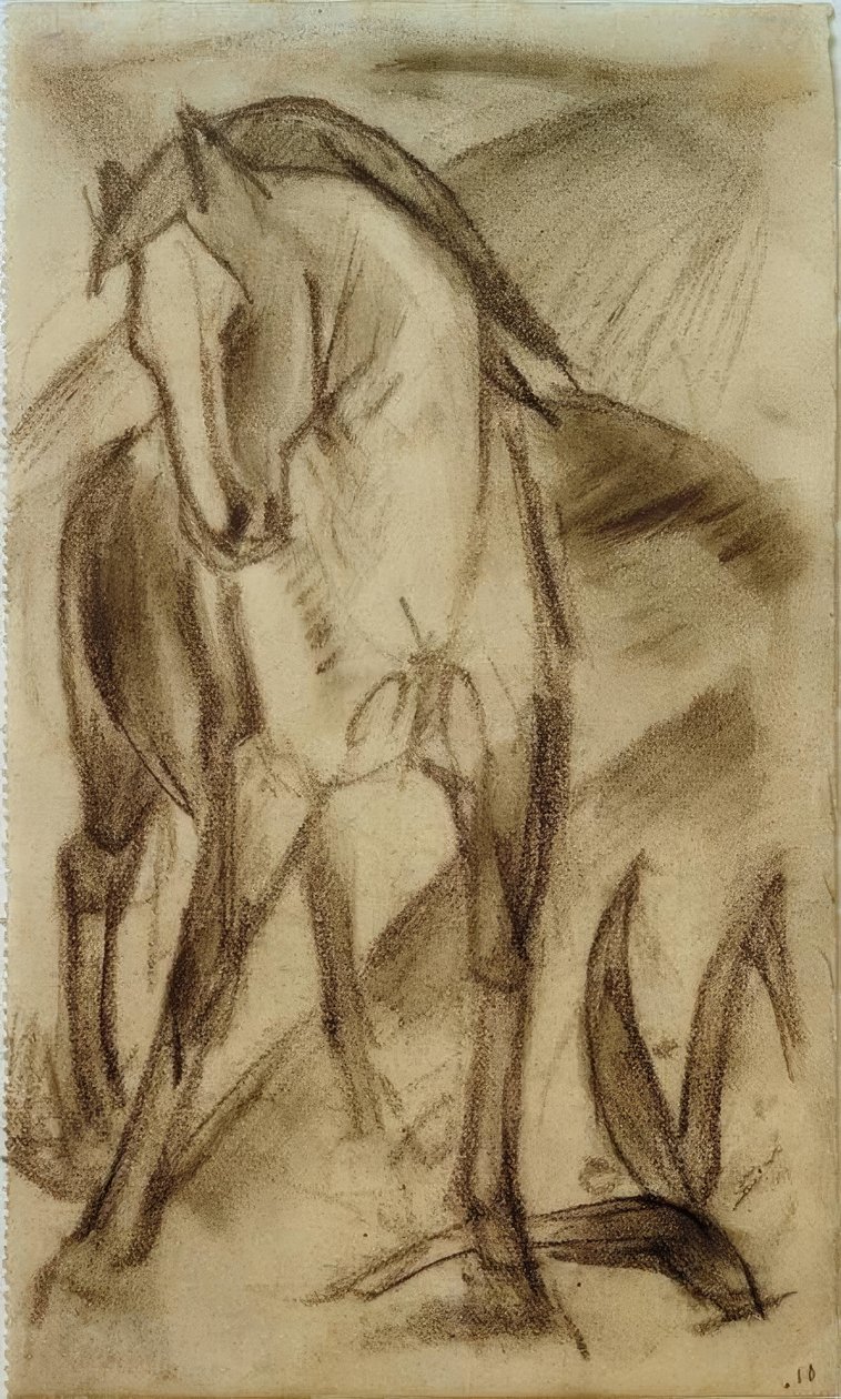 Jong paard in berglandschap door Franz Marc