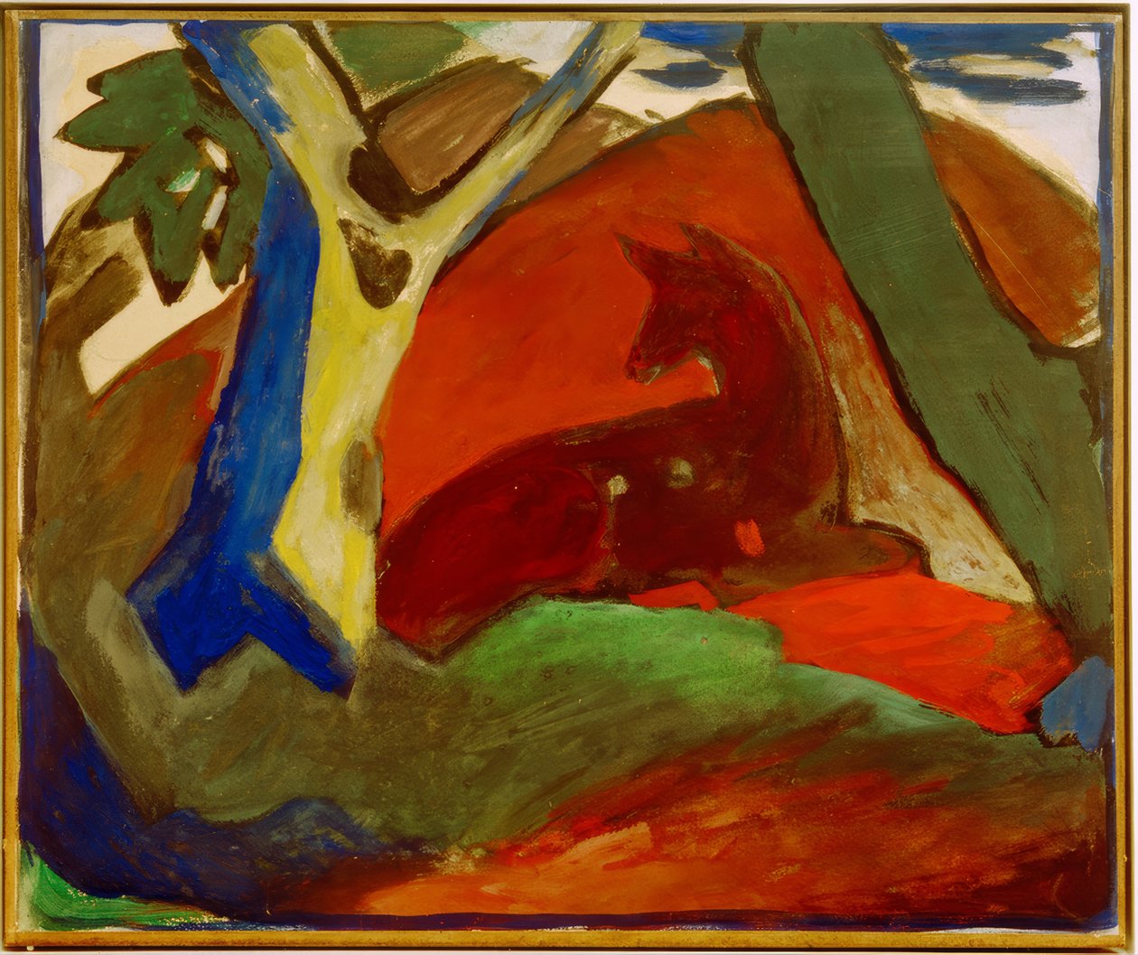 Hurkend hert door Franz Marc