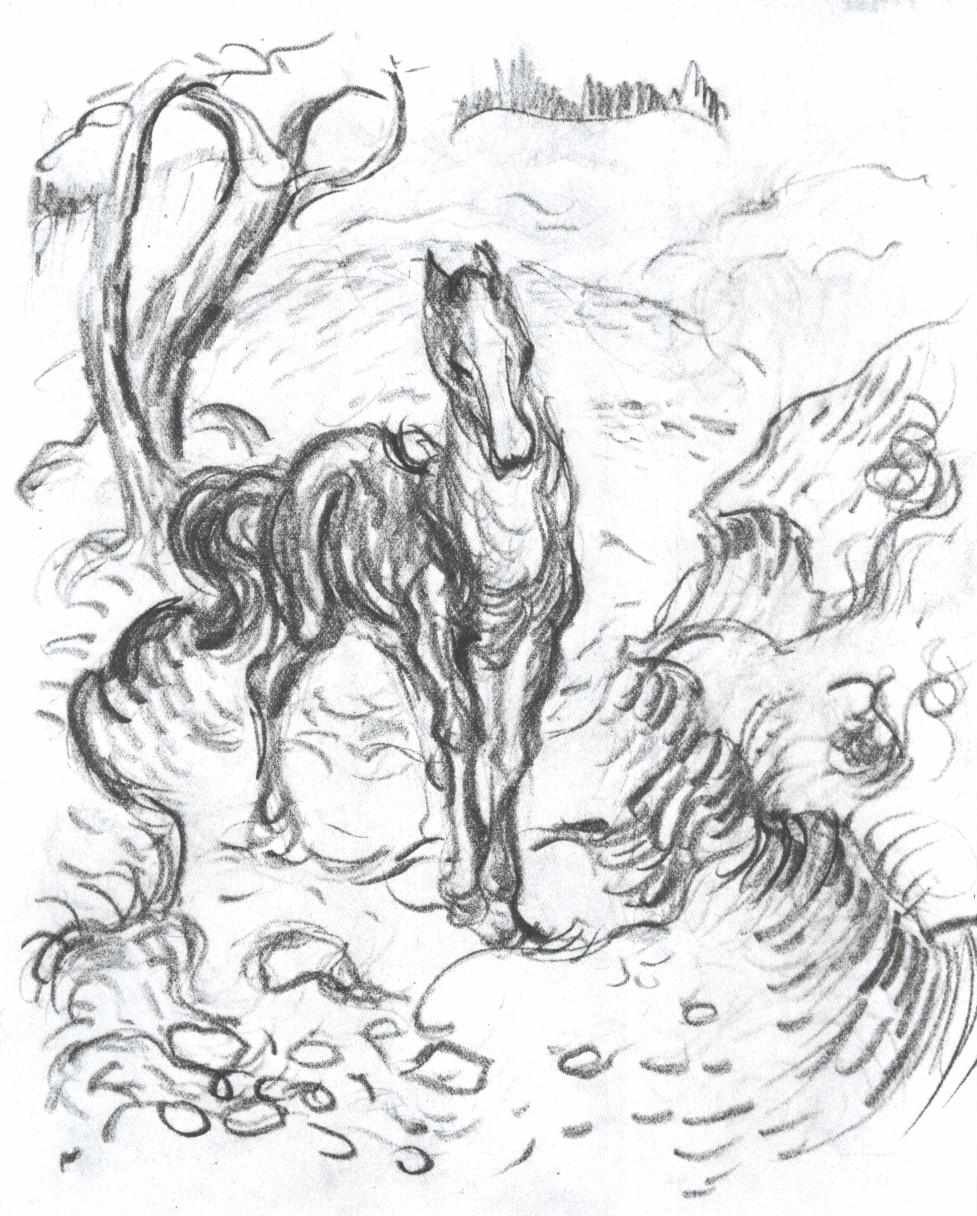 Paard in Landschap door Franz Marc