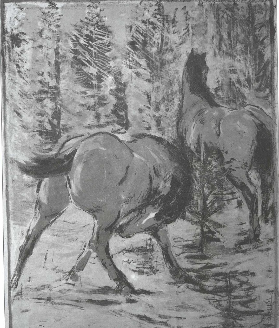 Paarden in de Zwem door Franz Marc