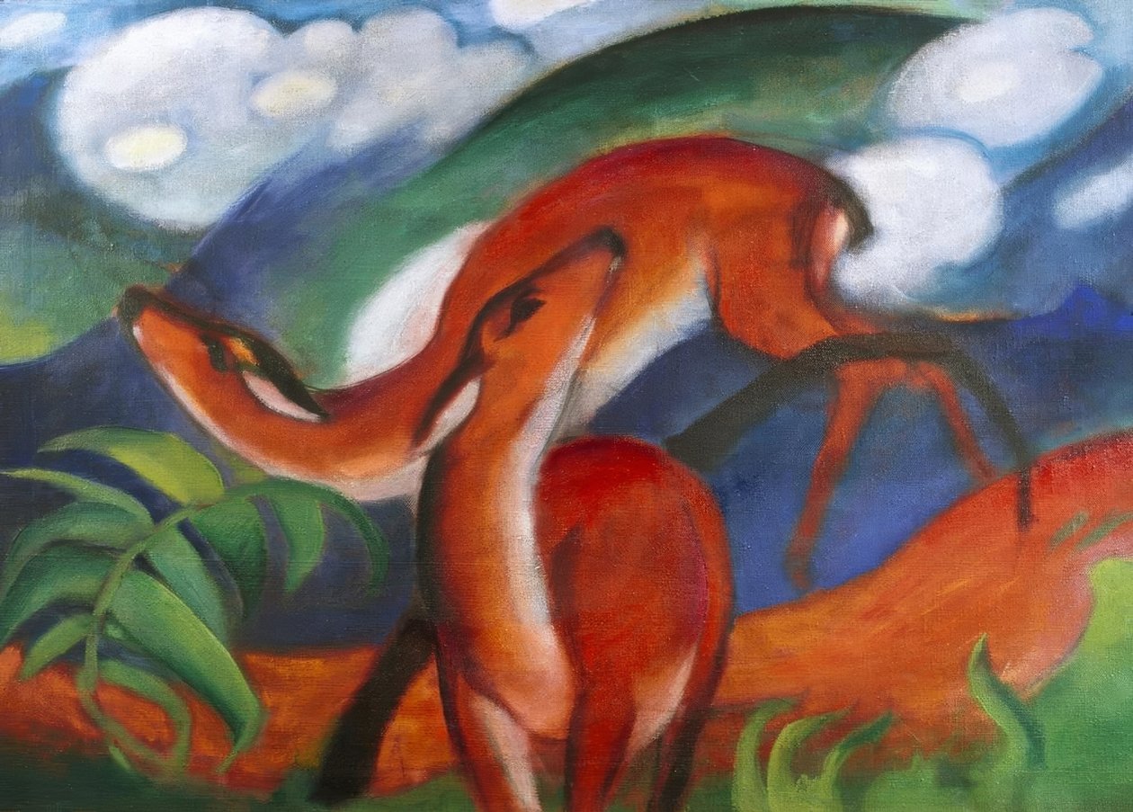 Rode herten II door Franz Marc