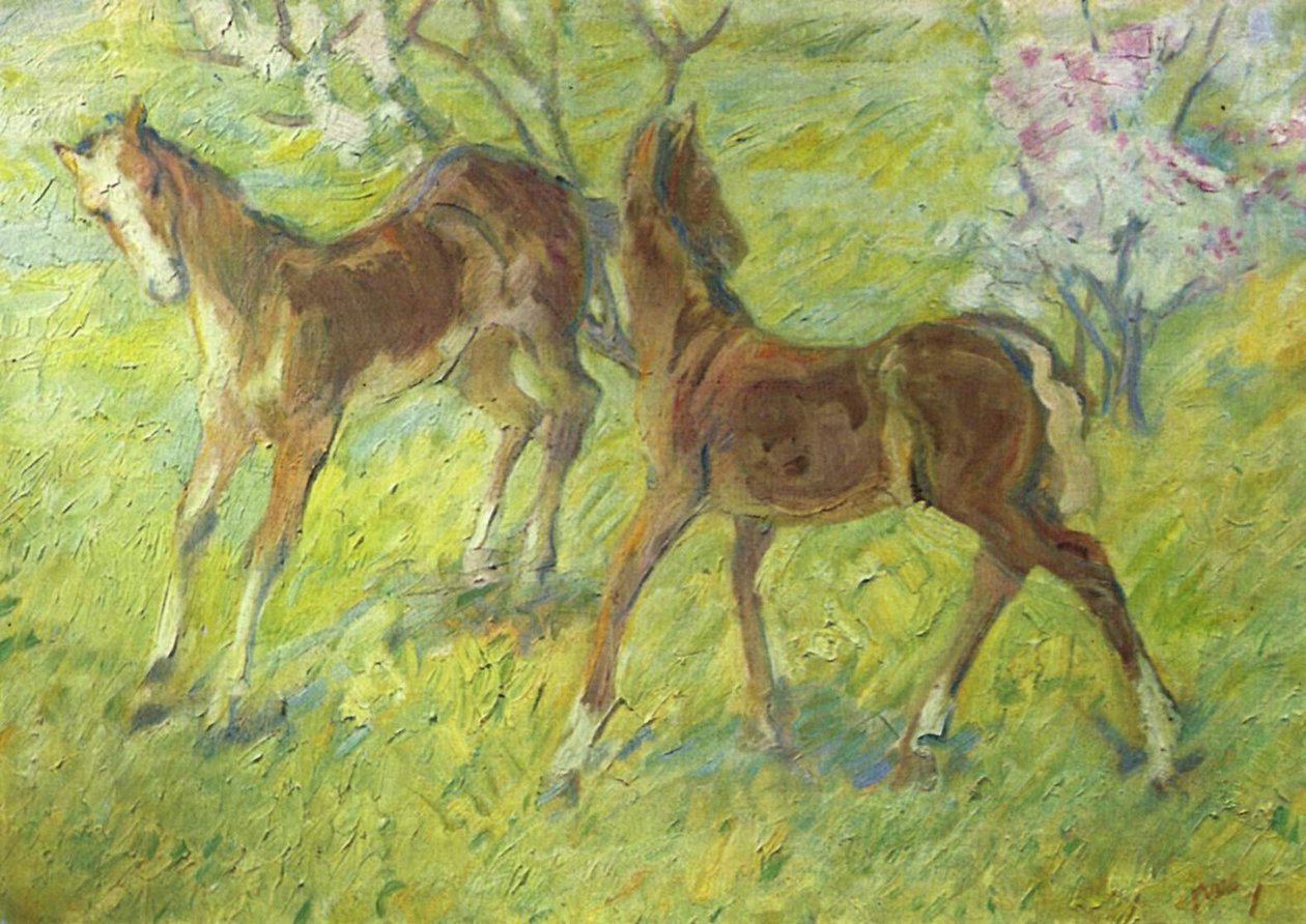 Springende veulens door Franz Marc
