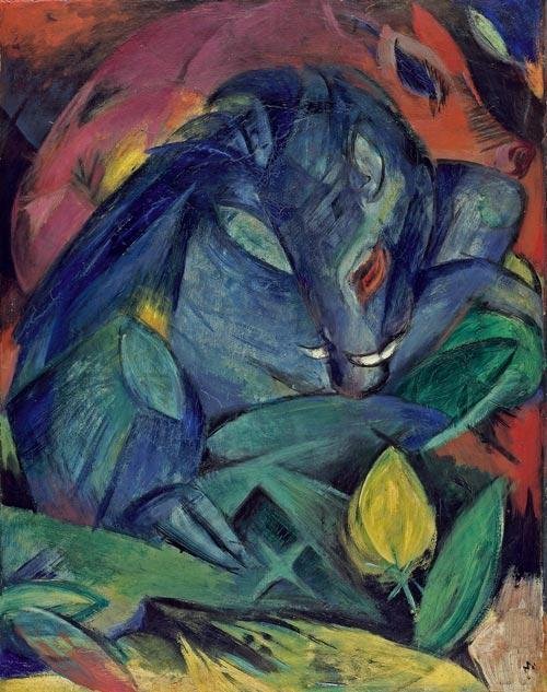 Wilde zwijnen door Franz Marc