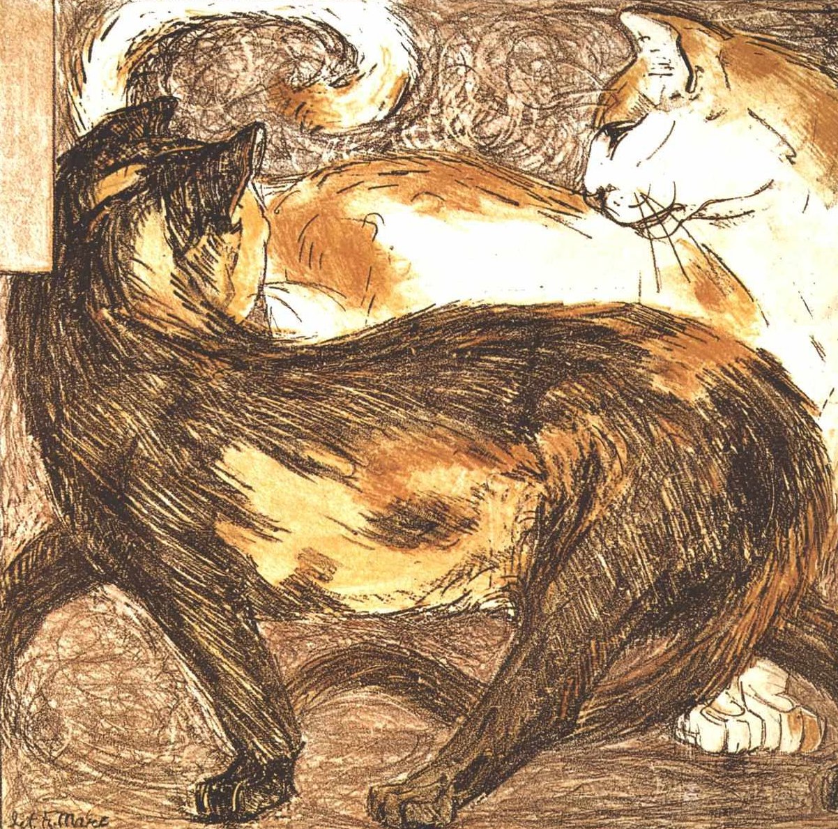 Twee katten door Franz Marc
