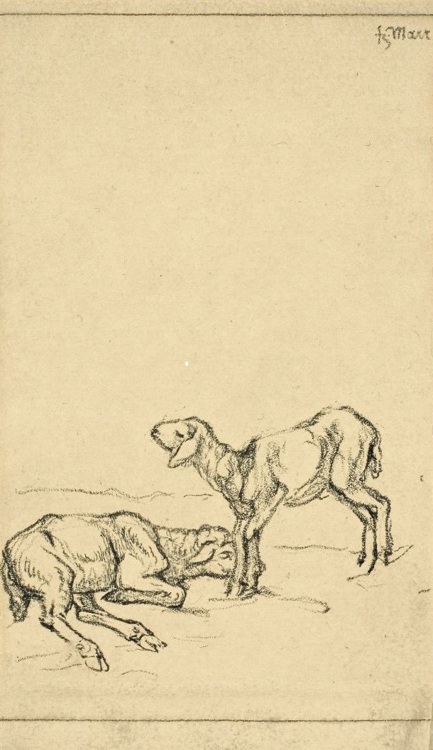 Twee Lammeren door Franz Marc