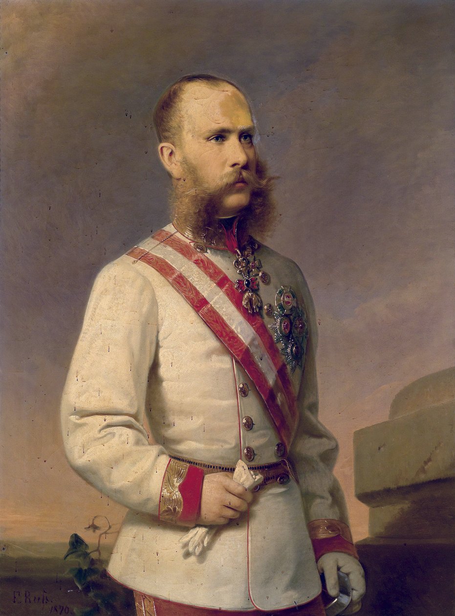 Keizer Frans Jozef I van Oostenrijk in uniform met ordetekens door Franz Russ the Younger