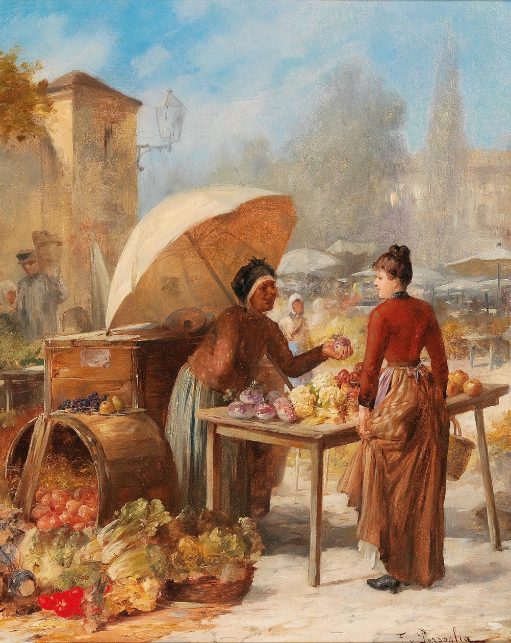 Marktscène door Franz von Persoglia