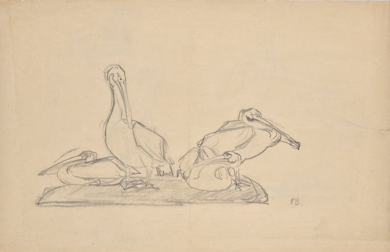 Ontwerp voor een pelikaan groep door Franz Barwig d. Ä.
