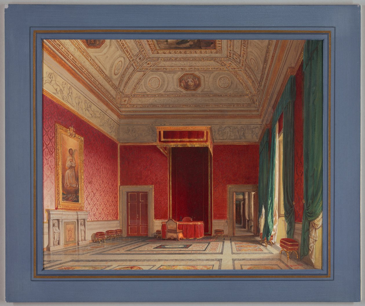 Tekening, Sala del Thorvaldsen, Rome, 1845 door Franz Heinrich