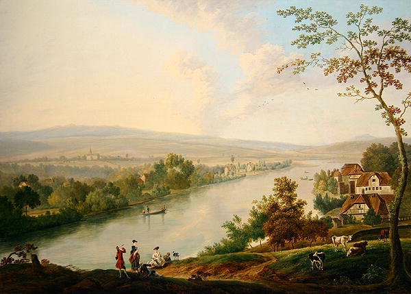Rivierlandschap, ca. 1765-75 door Franz Hochecker