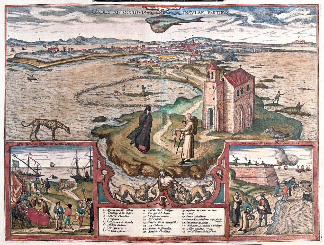 Baai van Cadiz, Spanje door Franz Hogenberg