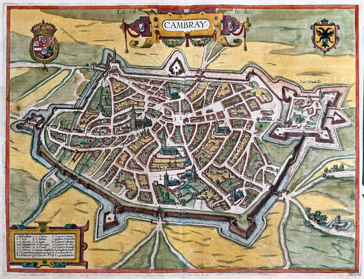 Cambrai, Frankrijk (gravure) door Franz Hogenberg