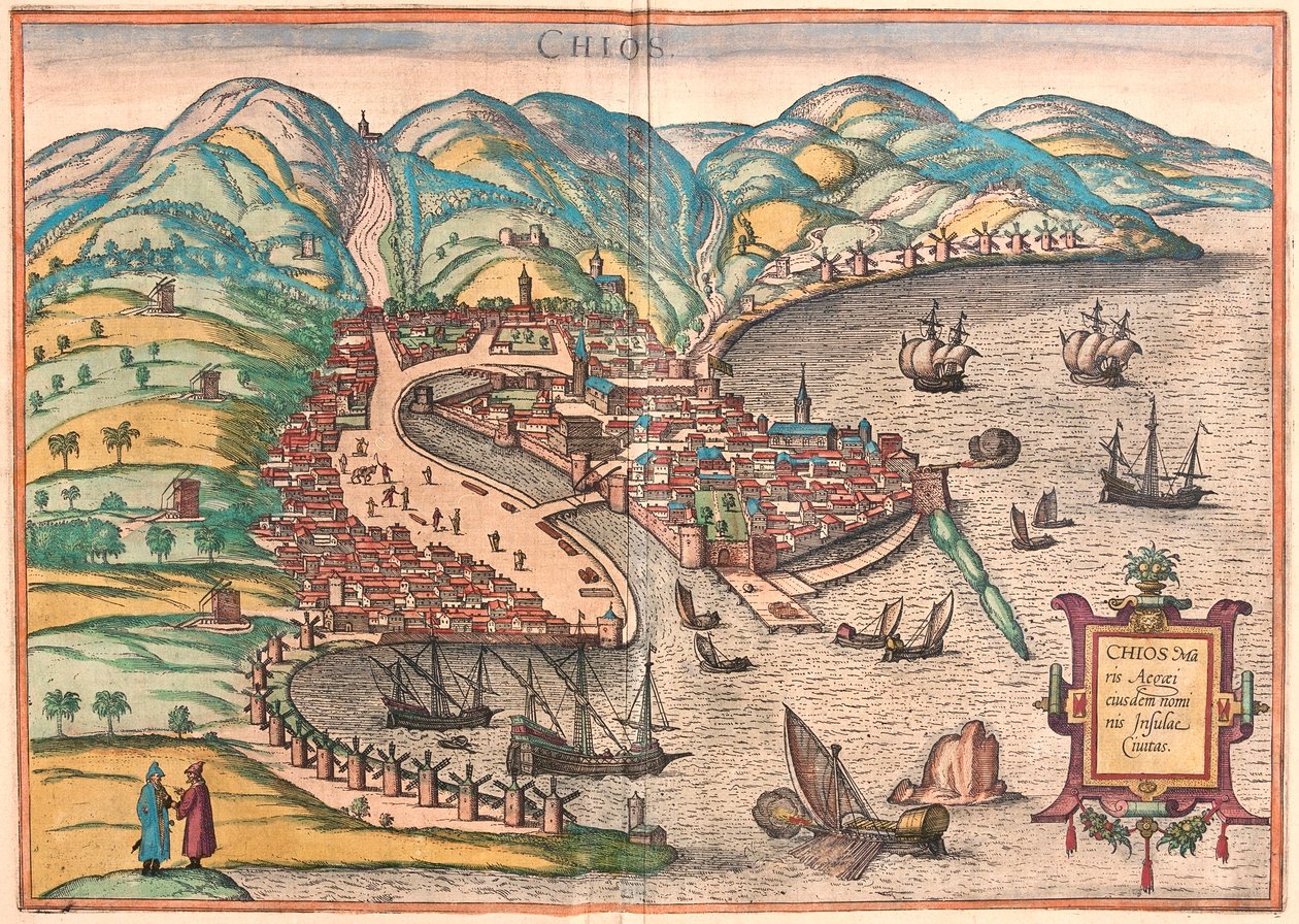 Chios of Chio, Griekenland (gravure) door Franz Hogenberg