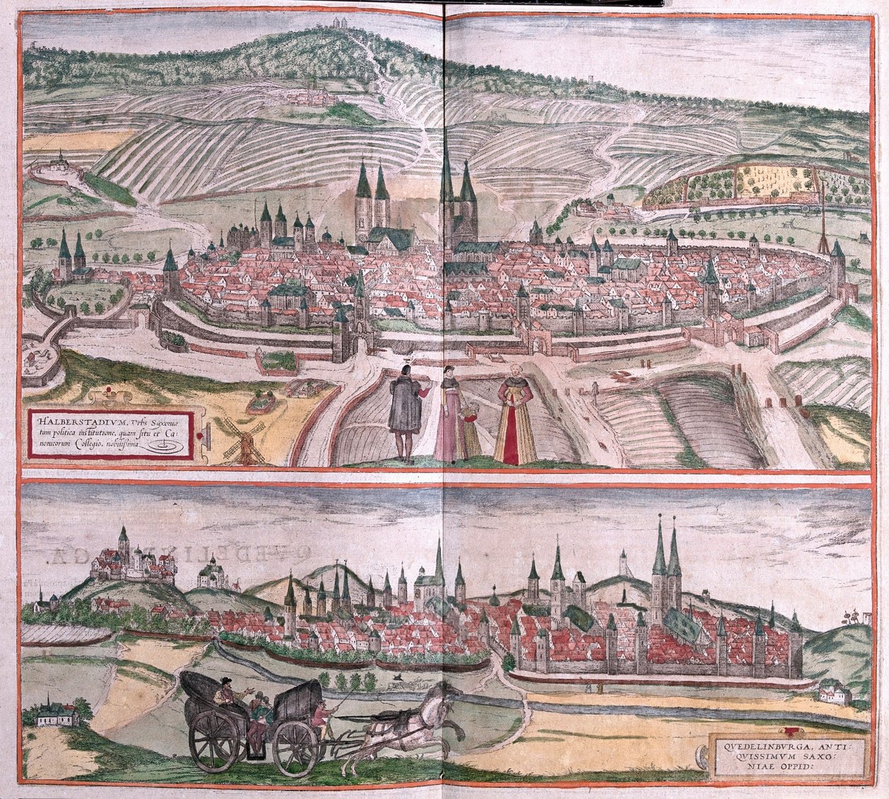 Halberstadt en Quedlinburg, Duitsland (gravure) door Franz Hogenberg