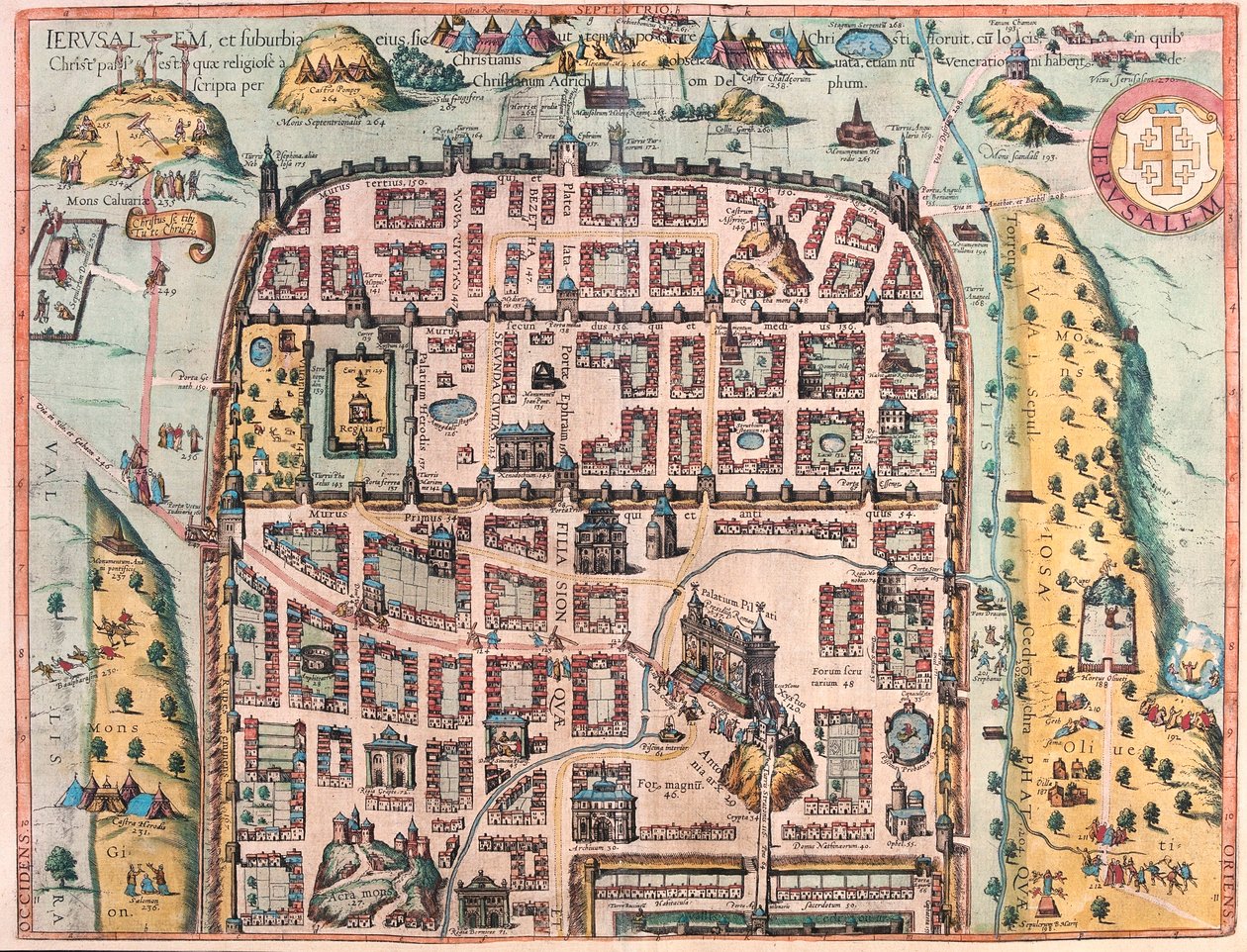 Jeruzalem (blad 1), Israël (gravure) door Franz Hogenberg