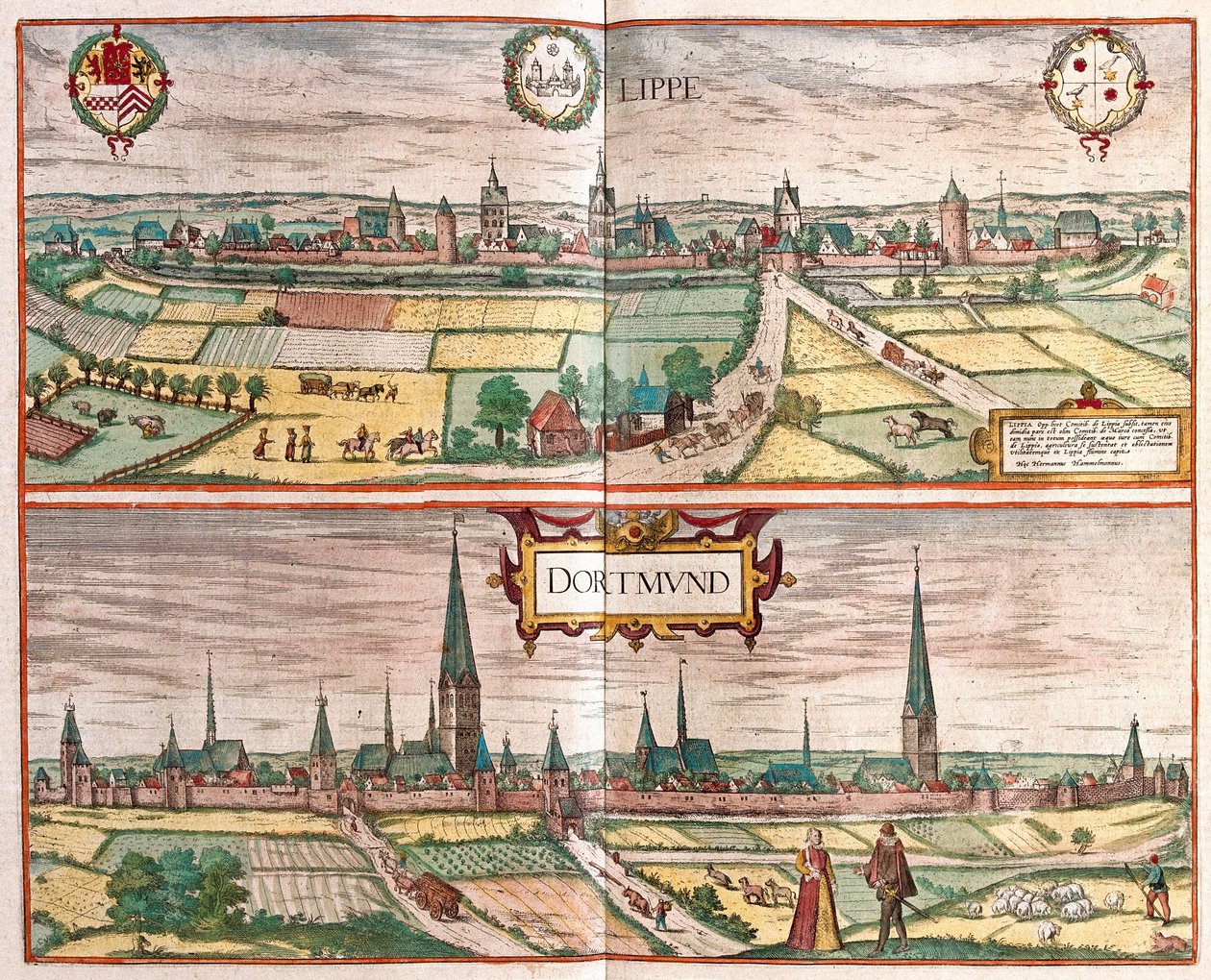 Lippe - Dortmund, Duitsland (gravure) door Franz Hogenberg
