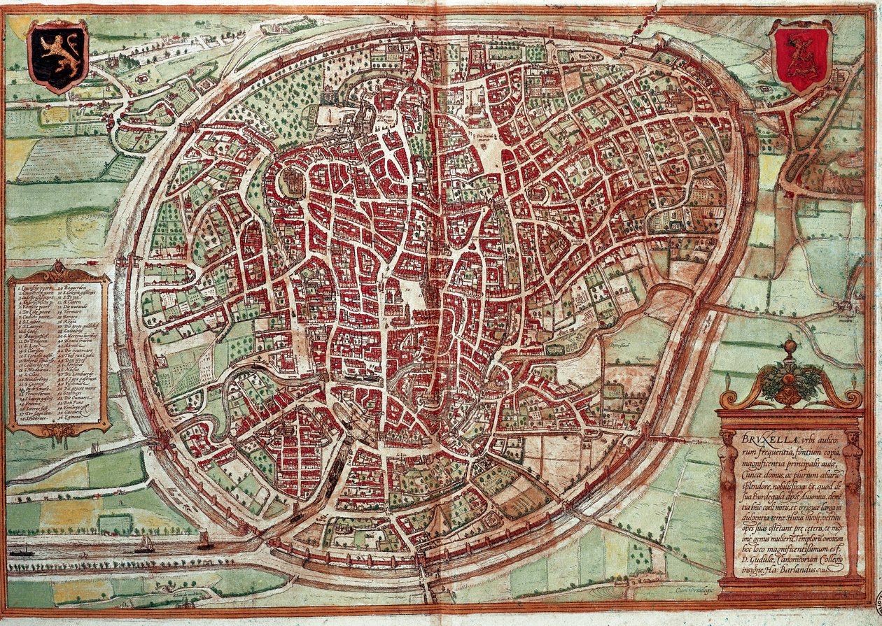 Kaart van Brussel - België (gravure) door Franz Hogenberg