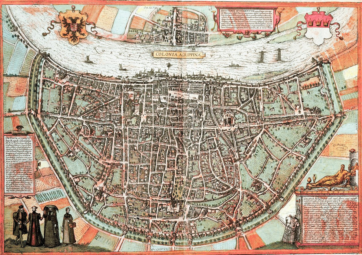 Kaart van Keulen - Duitsland door Franz Hogenberg