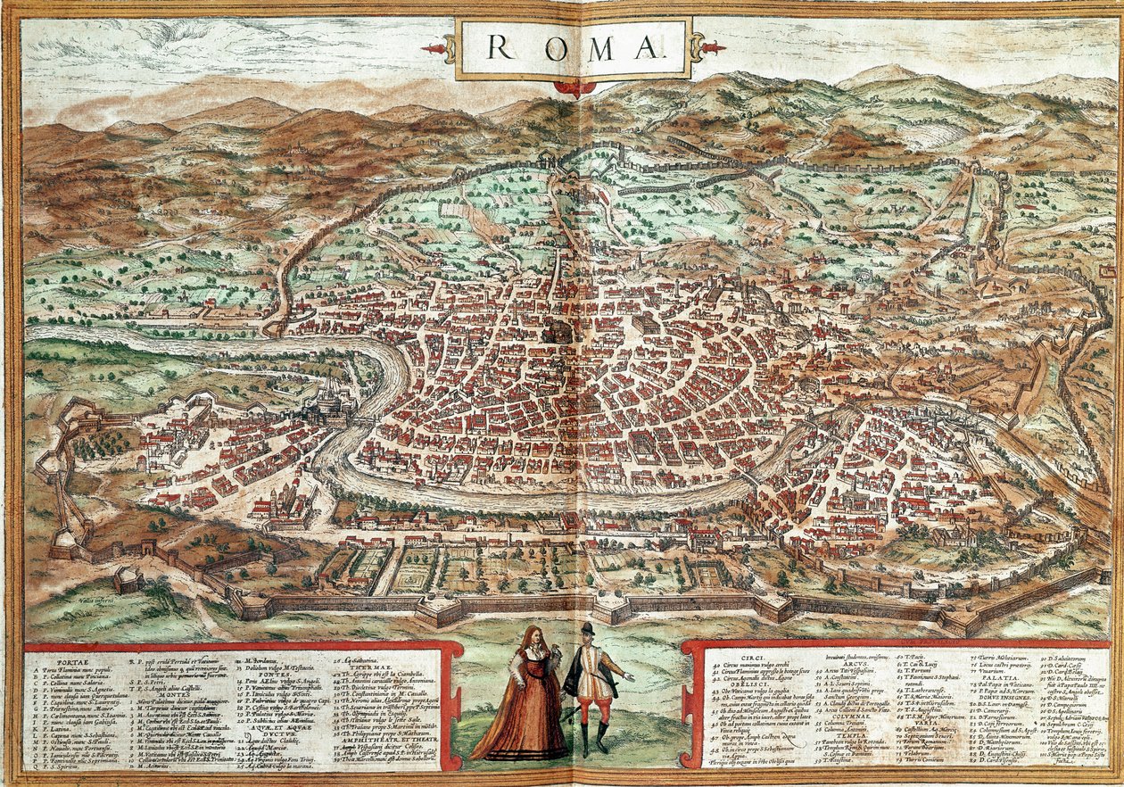 Kaart van Rome door Franz Hogenberg